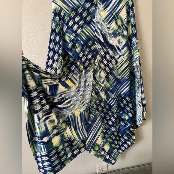 Chicos Hailey Hanky Blue Maxi Skirt Ikat Print Stretch Knit Size 2 Large/Xl EUC - Picture 8 of 13